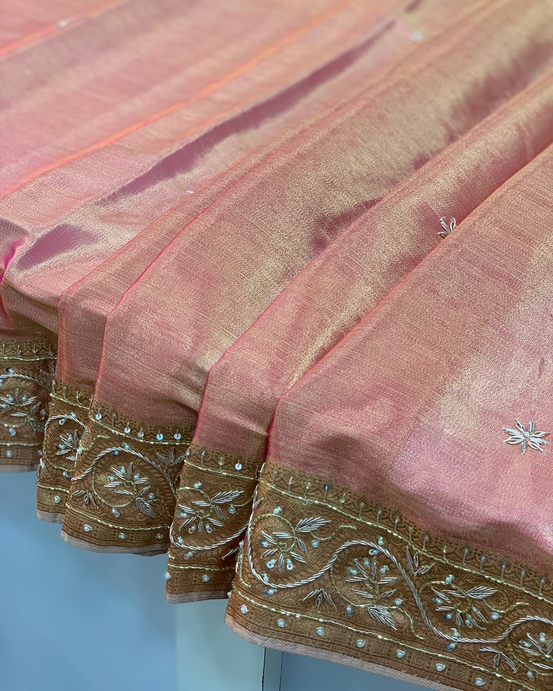 TISSUE WITH ZARDOZI HANDWORK