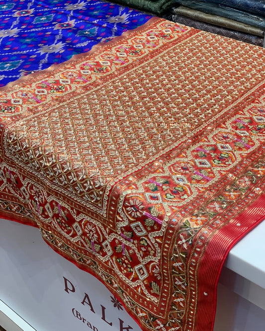 BLUE ZARDOSI HANDWORK PATOLA
