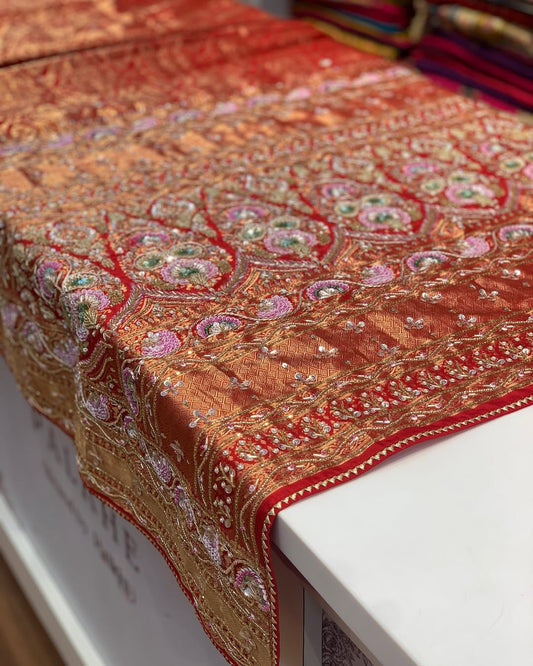 RED PURE KANJIVARAM WITH ZARDOZI HANDWORK