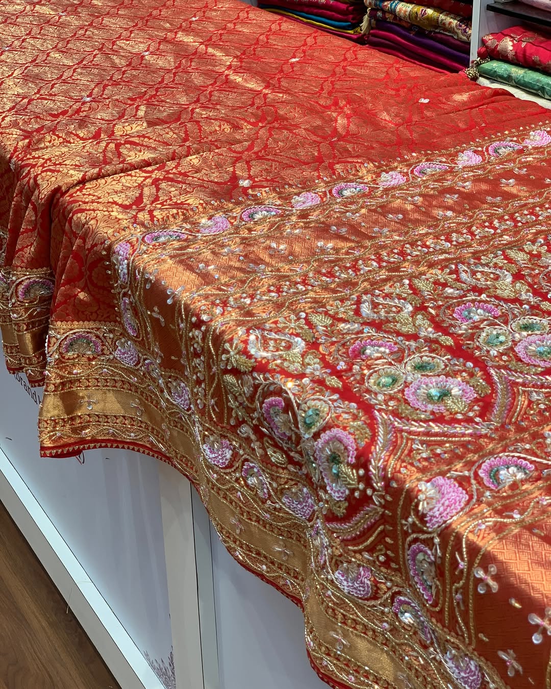 RED PURE KANJIVARAM WITH ZARDOZI HANDWORK