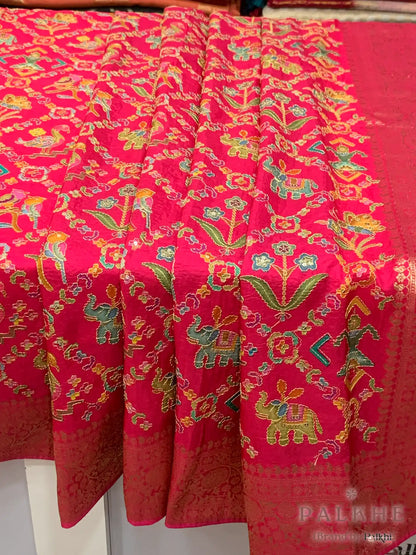 Rani Pink Traditional Motifs Fancy x Hand Embroidery (CR89)