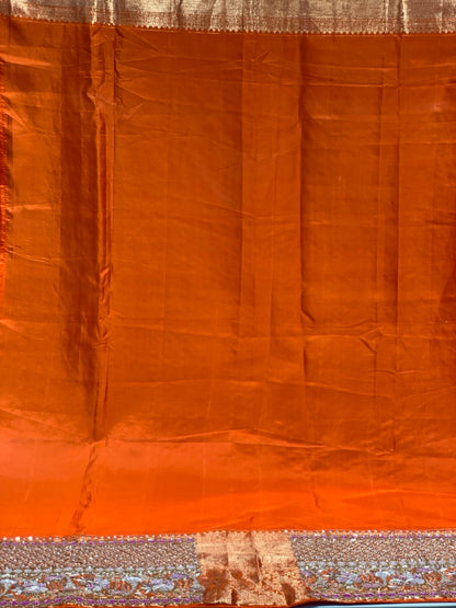 Orange Shikara Pure Kanjivaram Silk Kanjivaram x Zardozi and Cutdana
