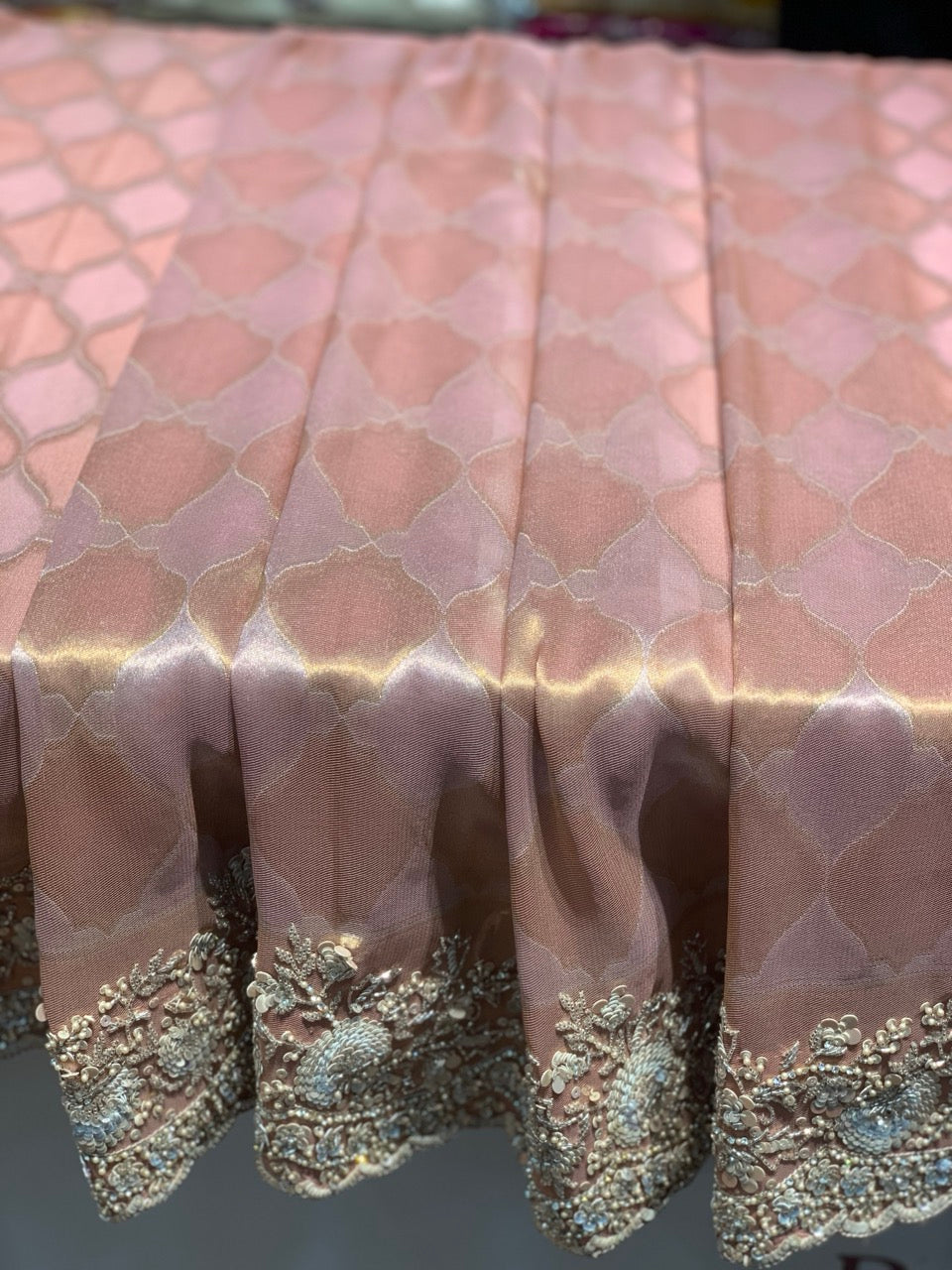 Baby Pink Tissue Silk x Hand Embroidery
