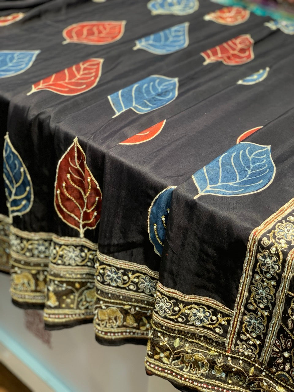 Black Ajrakh x Hand Embroidery