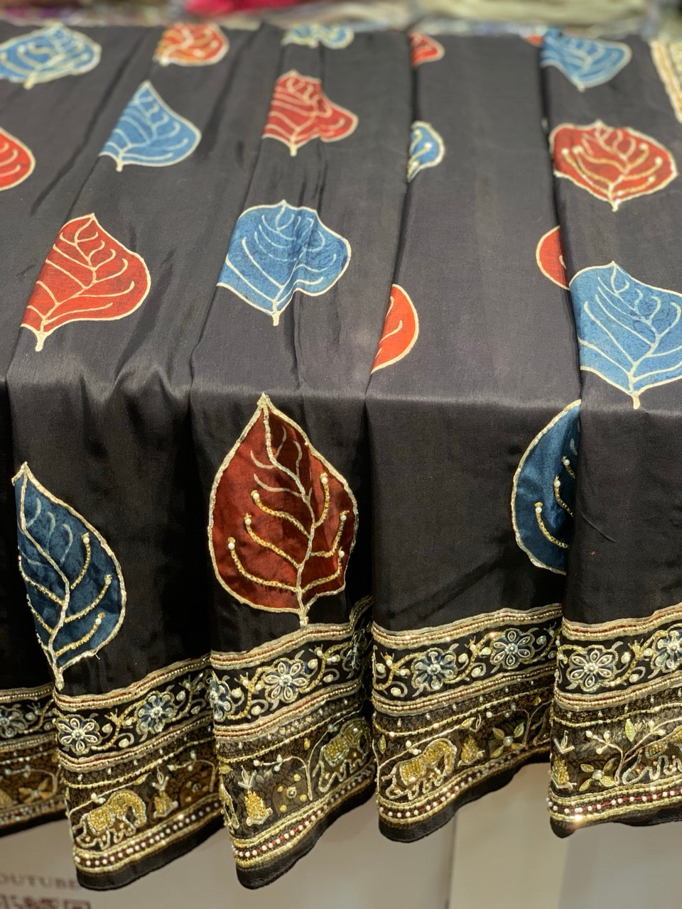 Black Ajrakh x Hand Embroidery