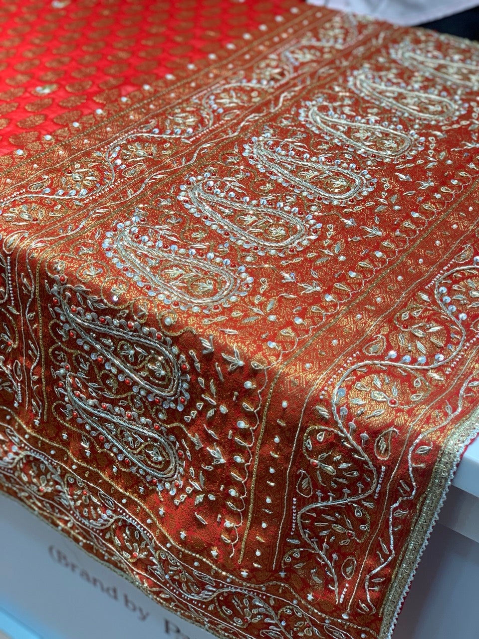 Red Georgette Banarasi Butti x Hand Embroidery