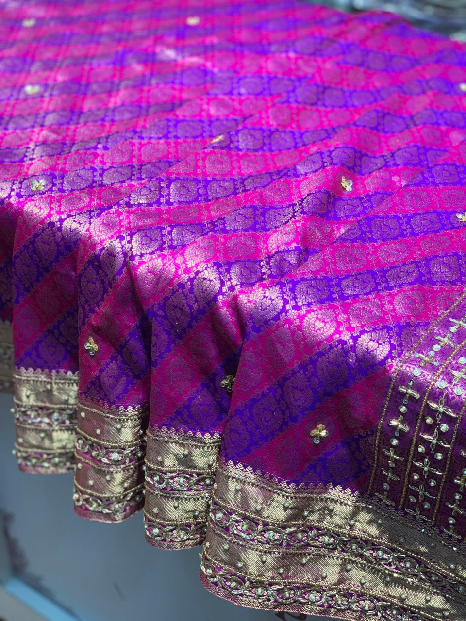Purple Banarasi x Hand Embroidery
