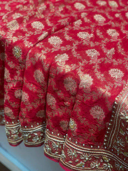 Red Jaal Georgette Banarasi x Hand Embroidery