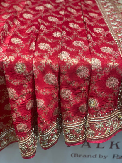 Red Jaal Georgette Banarasi x Hand Embroidery