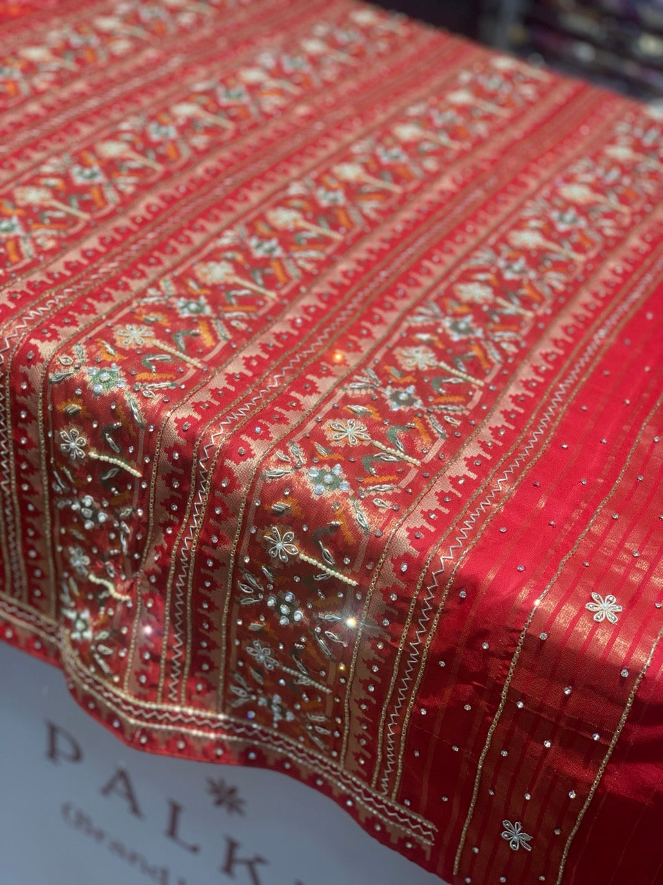 Red Small Figure Patola x Hand Embroidery