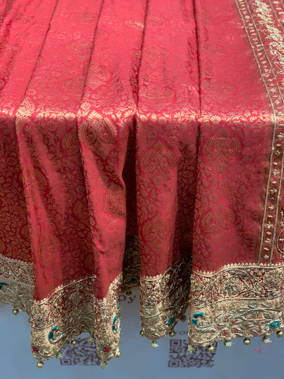 Maroon Peacock Motif Pure Silk Kanjivaram x Hand Embroidery