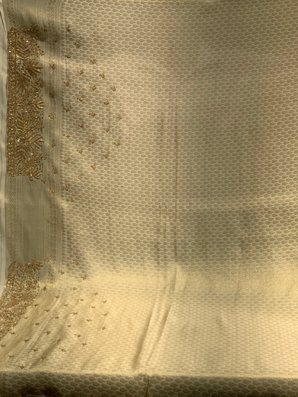 Beige Tissue Silk x Hand Embroidery