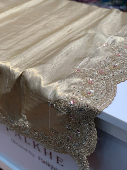 Beige Floral Jaal Pure Kanjivaram Silk Kanjivaram x Embriodery