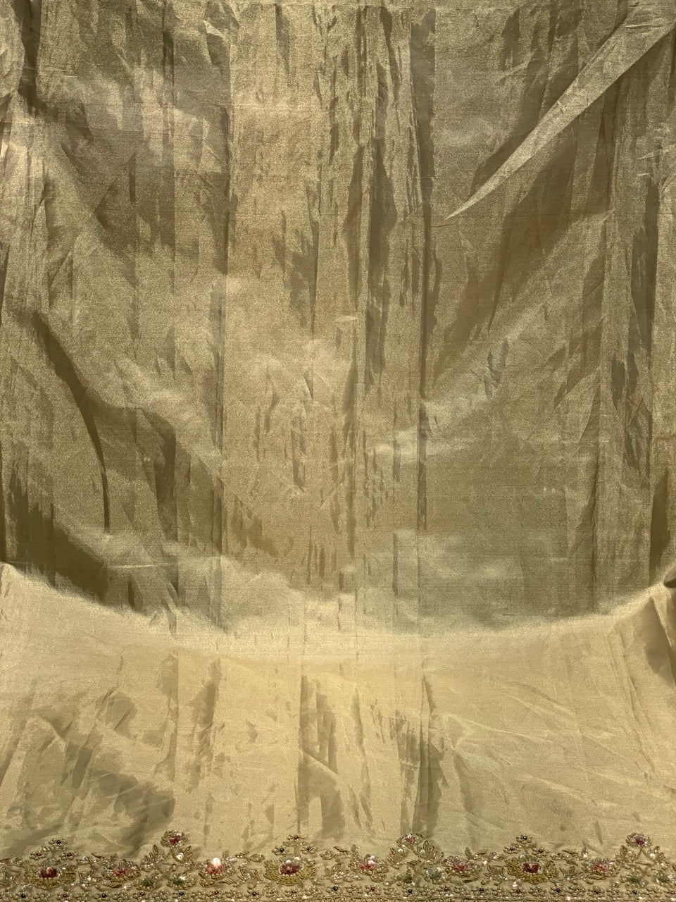 Beige Floral Jaal Pure Kanjivaram Silk Kanjivaram x Embriodery