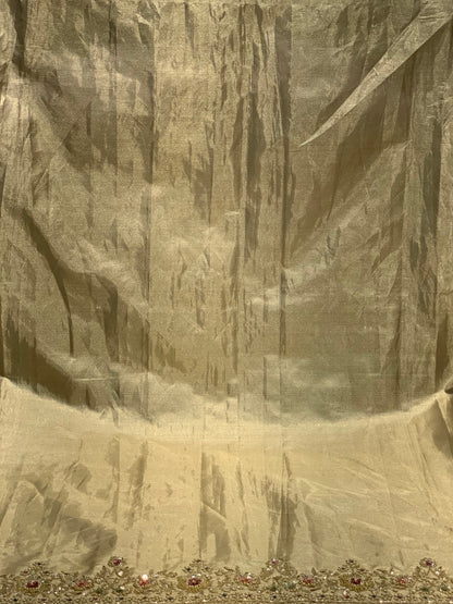 Beige Floral Jaal Pure Kanjivaram Silk Kanjivaram x Embriodery