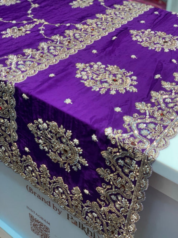 Purple Satin Silk Fancy x Hand Embroidery