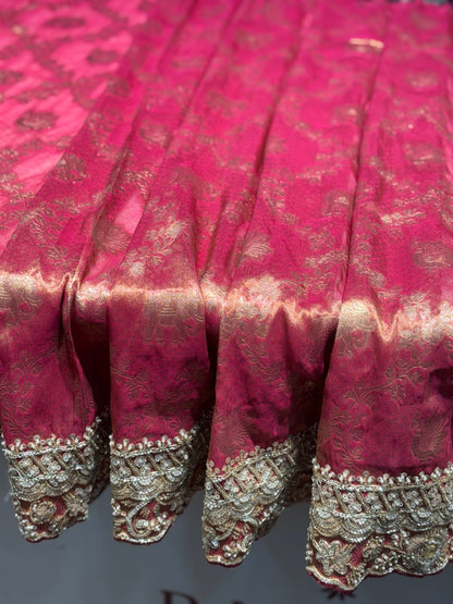 Onion Pink Tissue Silk x Hand Embroidery