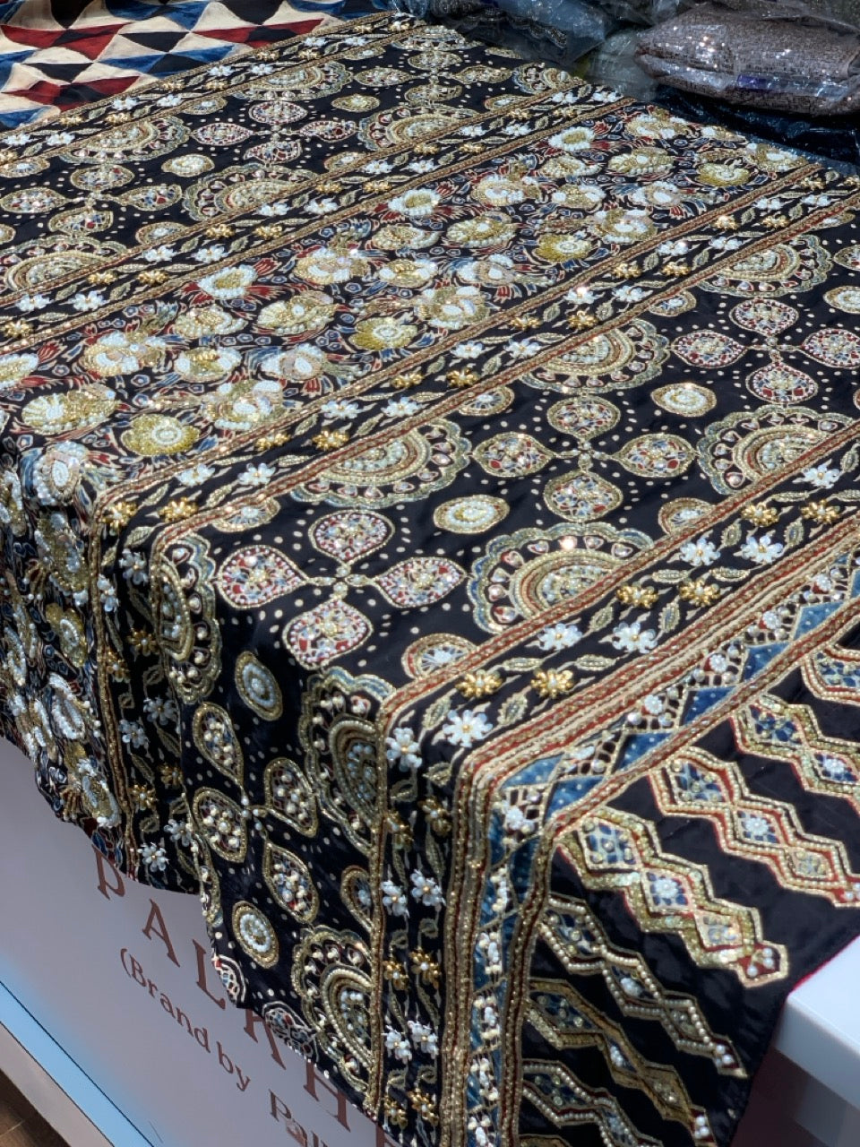 Multicolour Ajrakh x Hand Embroidery