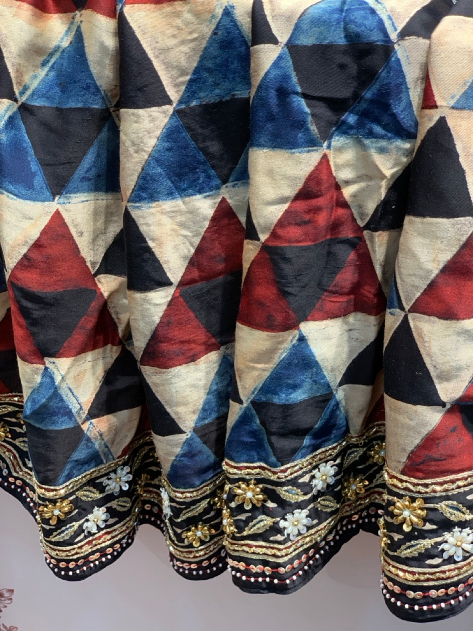 Multicolour Ajrakh x Hand Embroidery