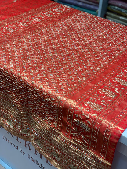 Red Kanjivaram x Hand Embroidery