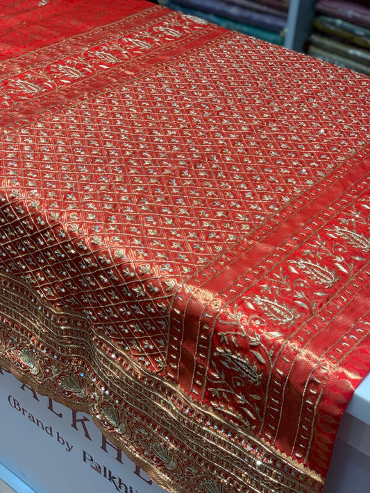 Red Kanjivaram x Hand Embroidery