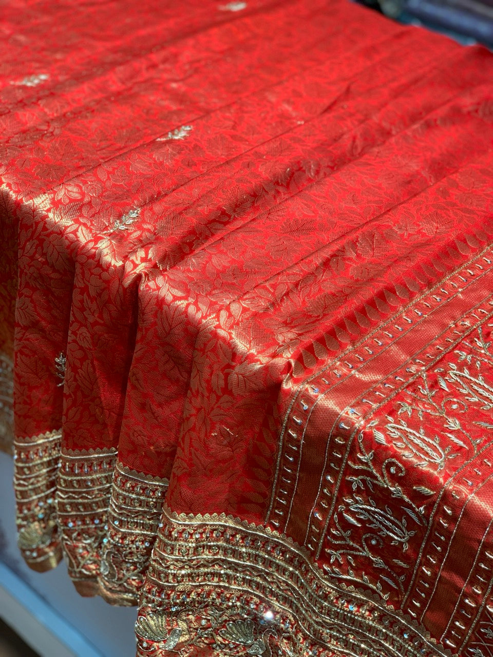 Red Kanjivaram x Hand Embroidery