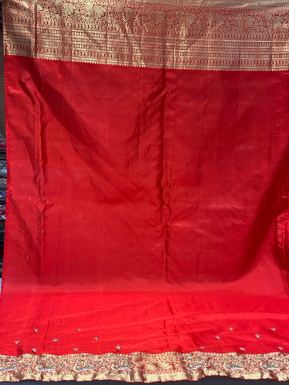 Red Kanjivaram x Hand Embroidery
