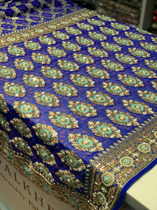 Royal Blue Bandhej x Embroidery