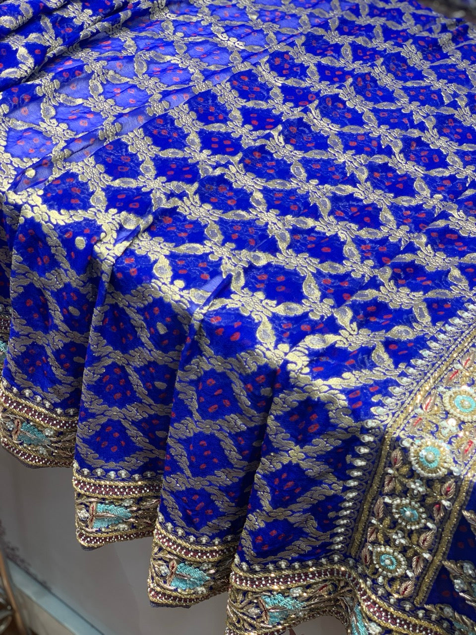 Royal Blue Bandhej x Embroidery