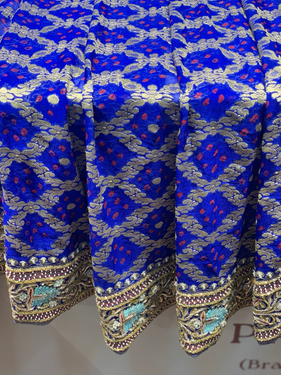 Royal Blue Bandhej x Embroidery