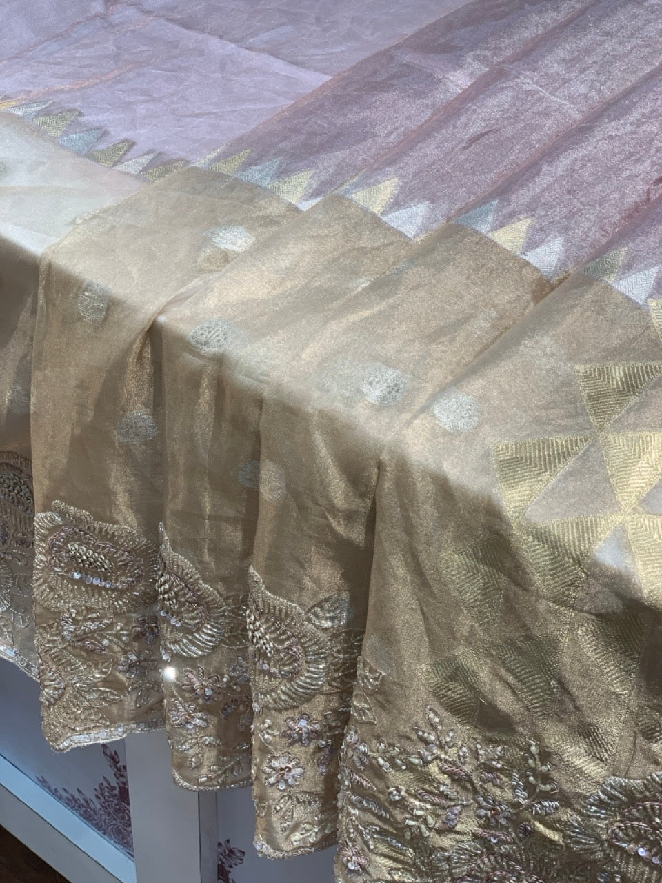Pure Banarasi Tissue x Handwork Embroidery