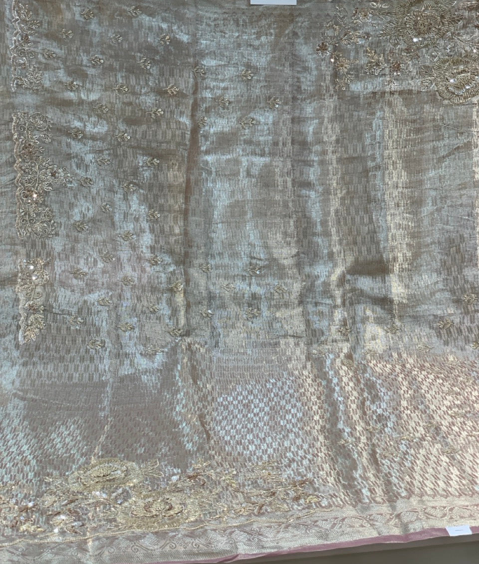 Pure Banarasi Tissue x Handwork Embroidery