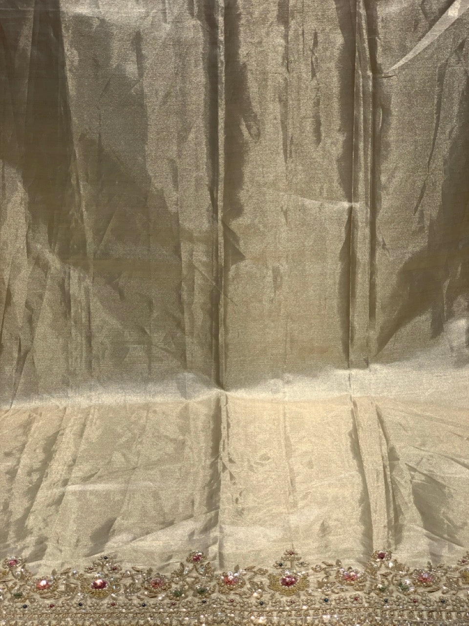 Beige Pure Tissue Kanjivaram x Hand Embroidery