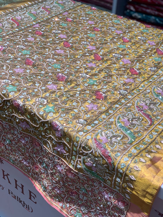 Pure Silk Meenakari Kanjivaram x Hand Embroidery