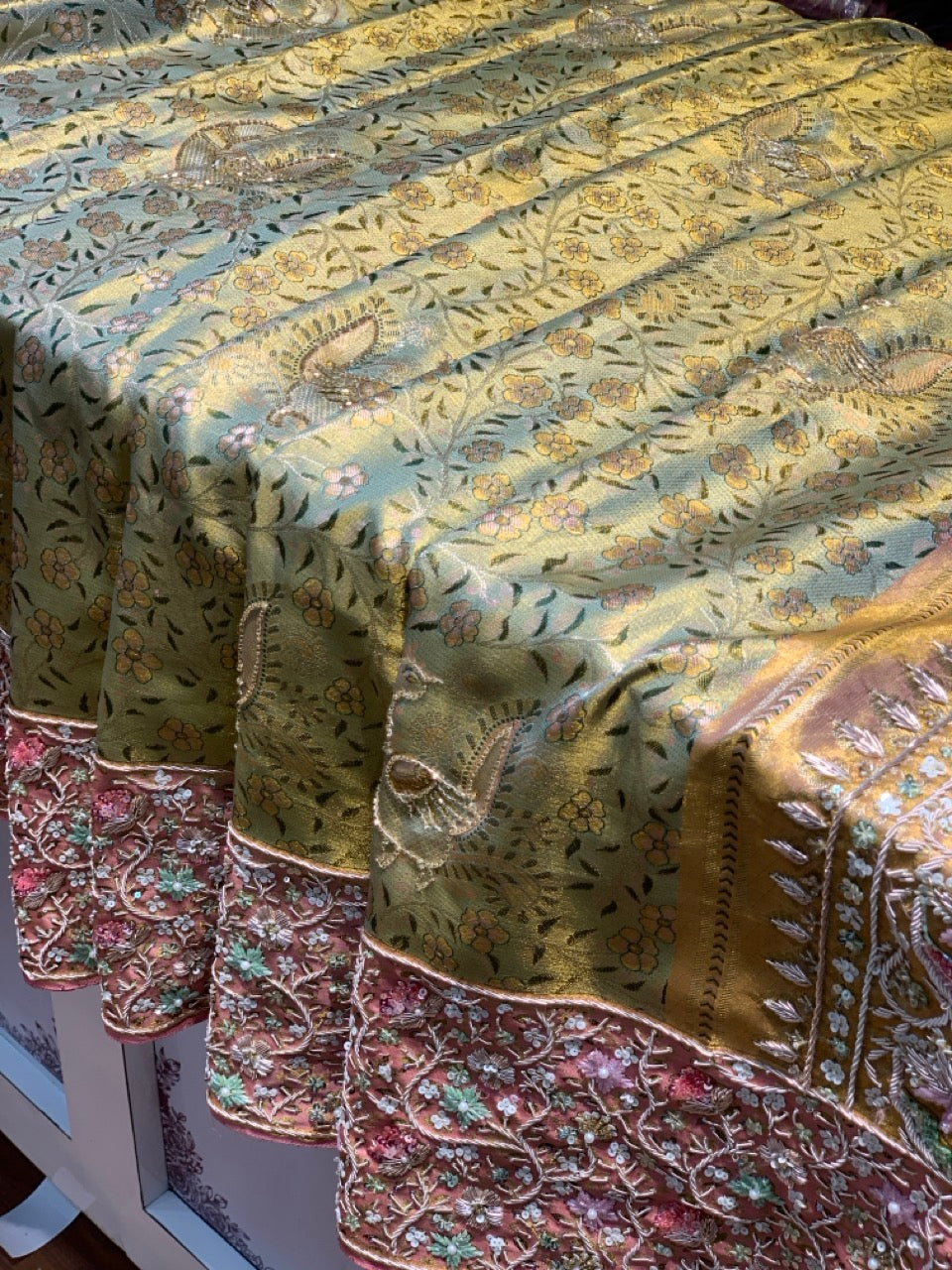 Pure Silk Meenakari Kanjivaram x Hand Embroidery