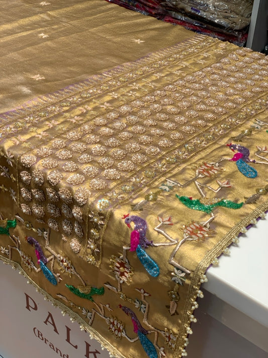 Pure Tissue Paithani x Fancy Hand Embroidery