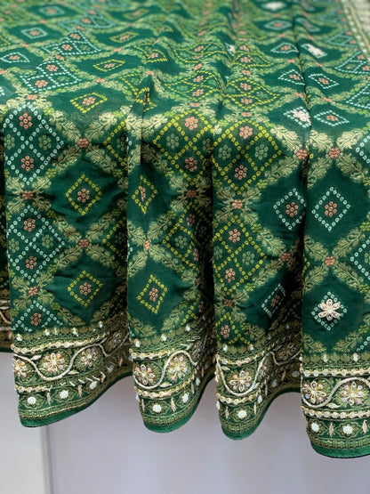 Georgette Bandhej x Hand Embroidery