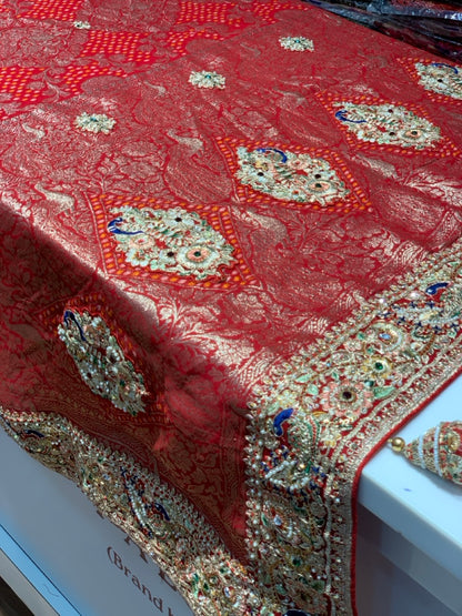 Red Bandhej x Hand Embroidery