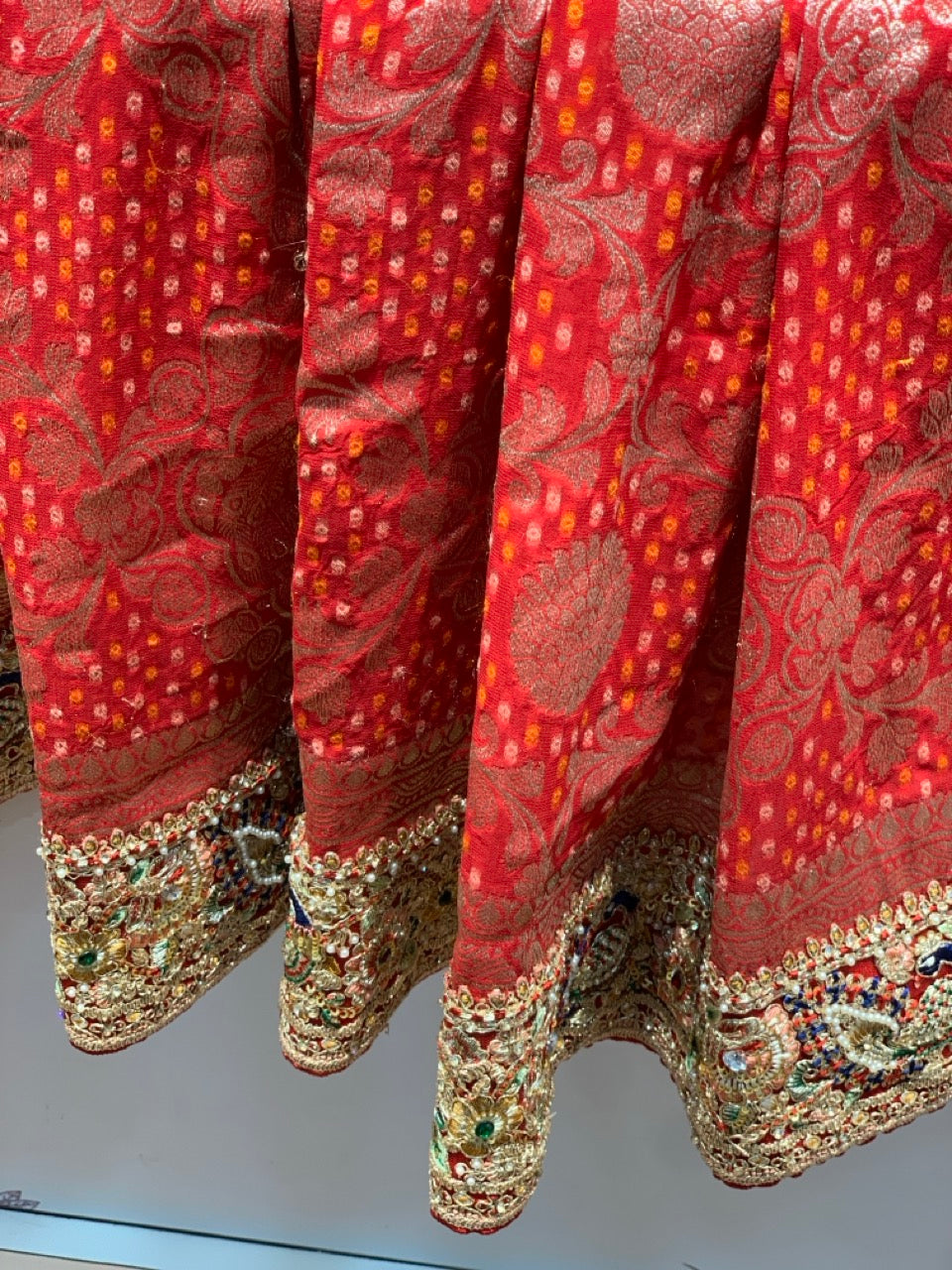 Red Bandhej x Hand Embroidery