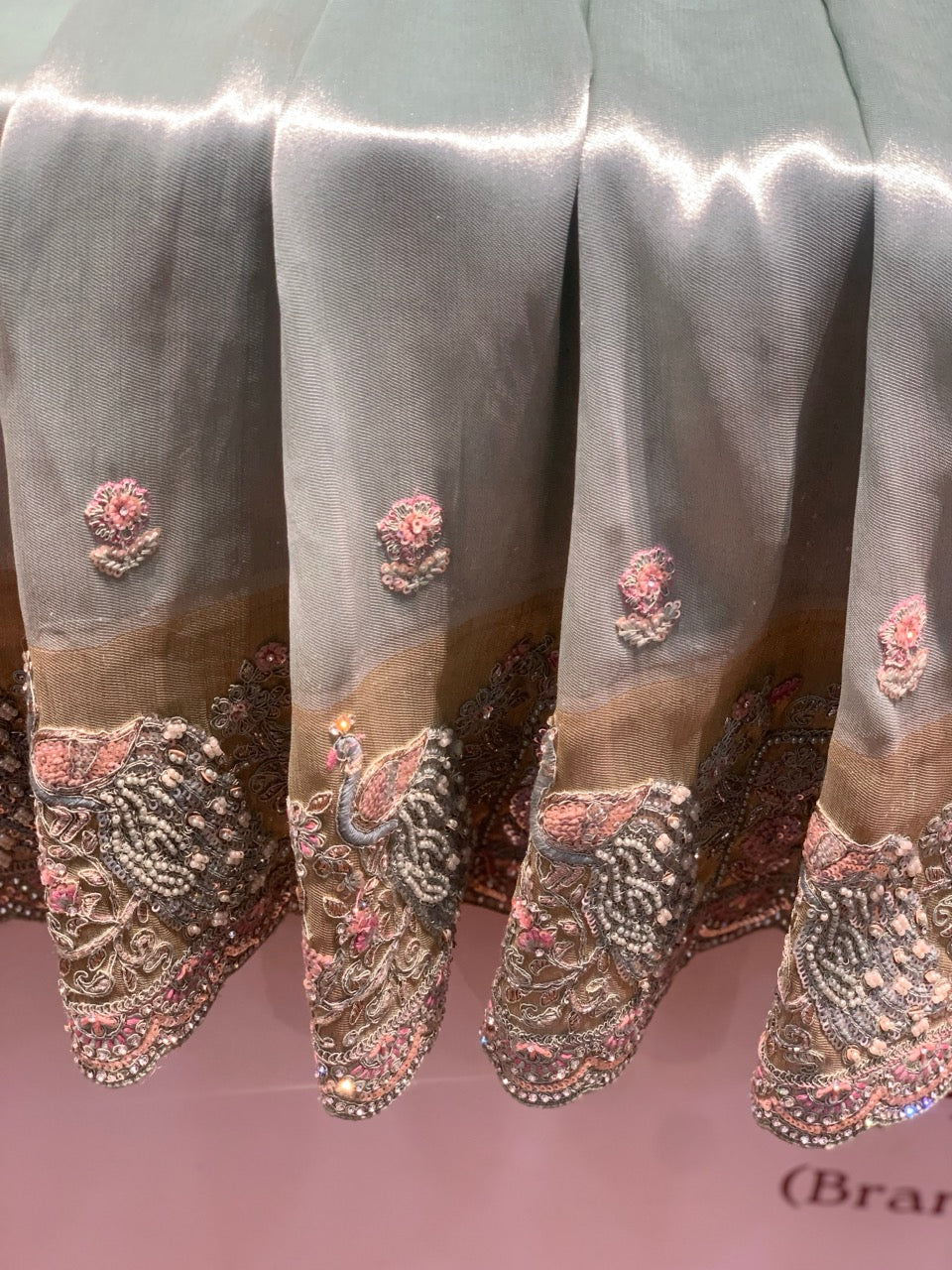 Sea Green Tissue Silk x Hand Embroidery