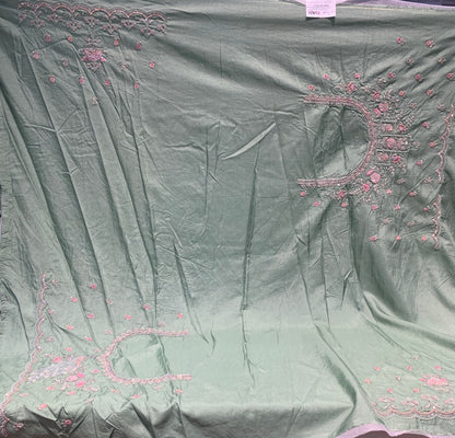 Sea Green Tissue Silk x Hand Embroidery