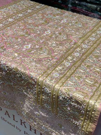 Baby Pink Kanjivaram x Hand Embroidery