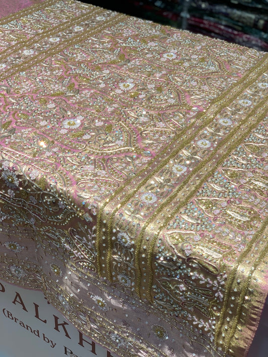 Baby Pink Kanjivaram x Hand Embroidery