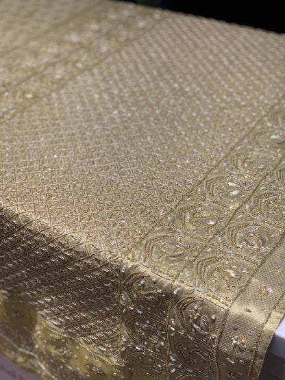 Beige Kanjivaram x Hand Embroidery