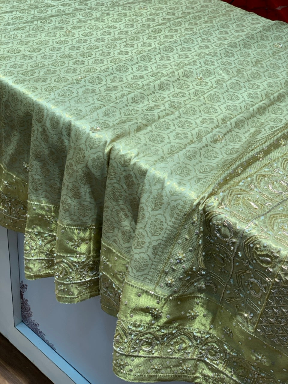 Beige Kanjivaram x Hand Embroidery