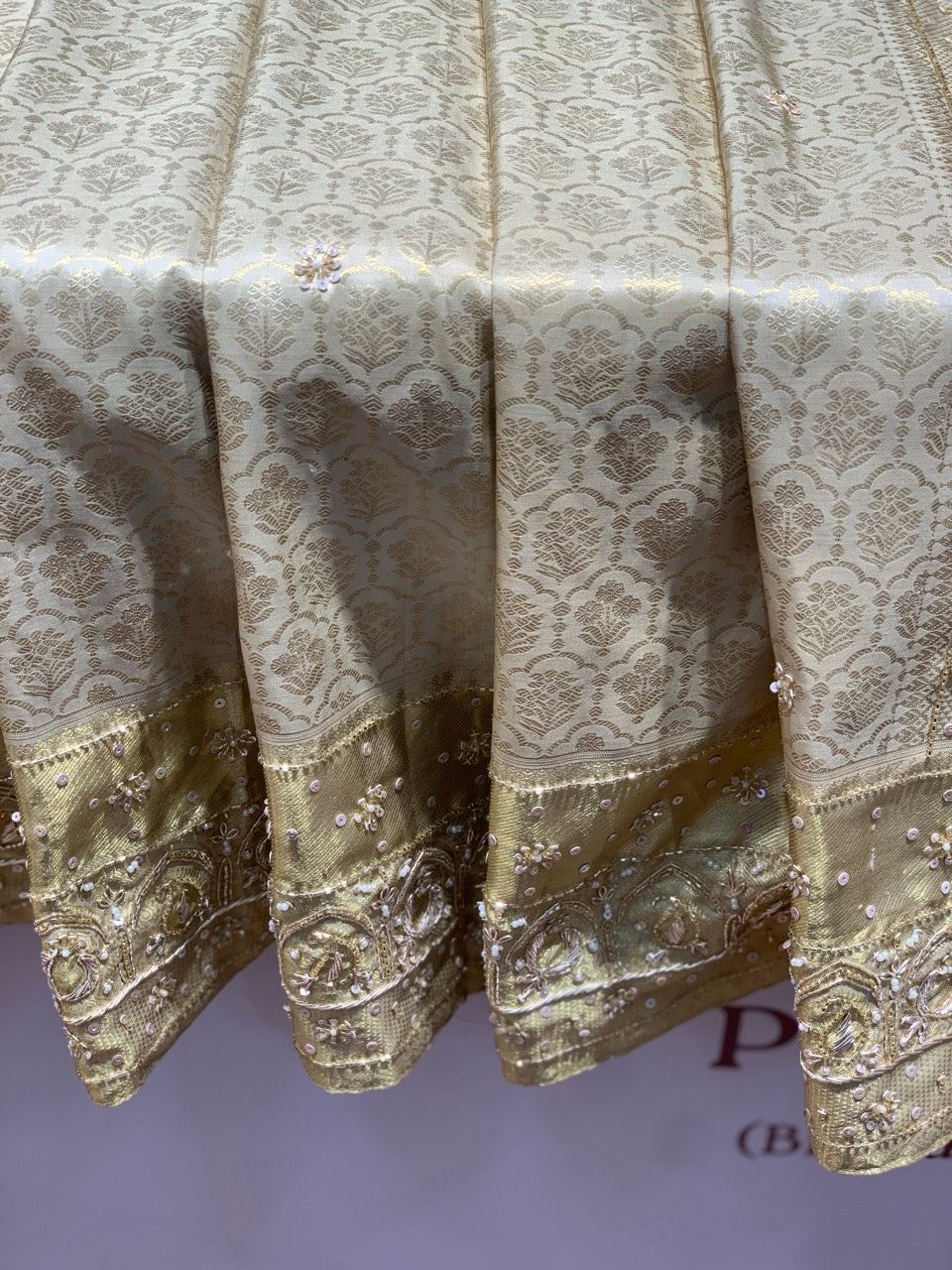 Beige Kanjivaram x Hand Embroidery