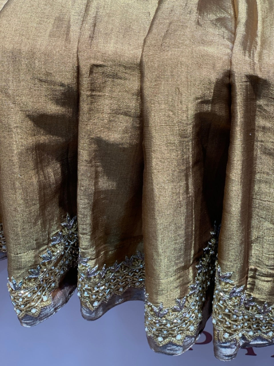 Gold Tissue Saree x Hand Embroidery