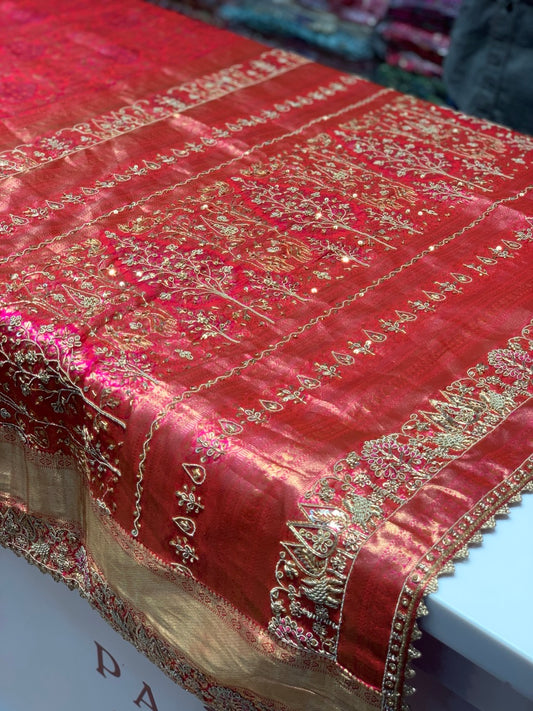 Pink Pure Kanjivaram x Hand Embroidery