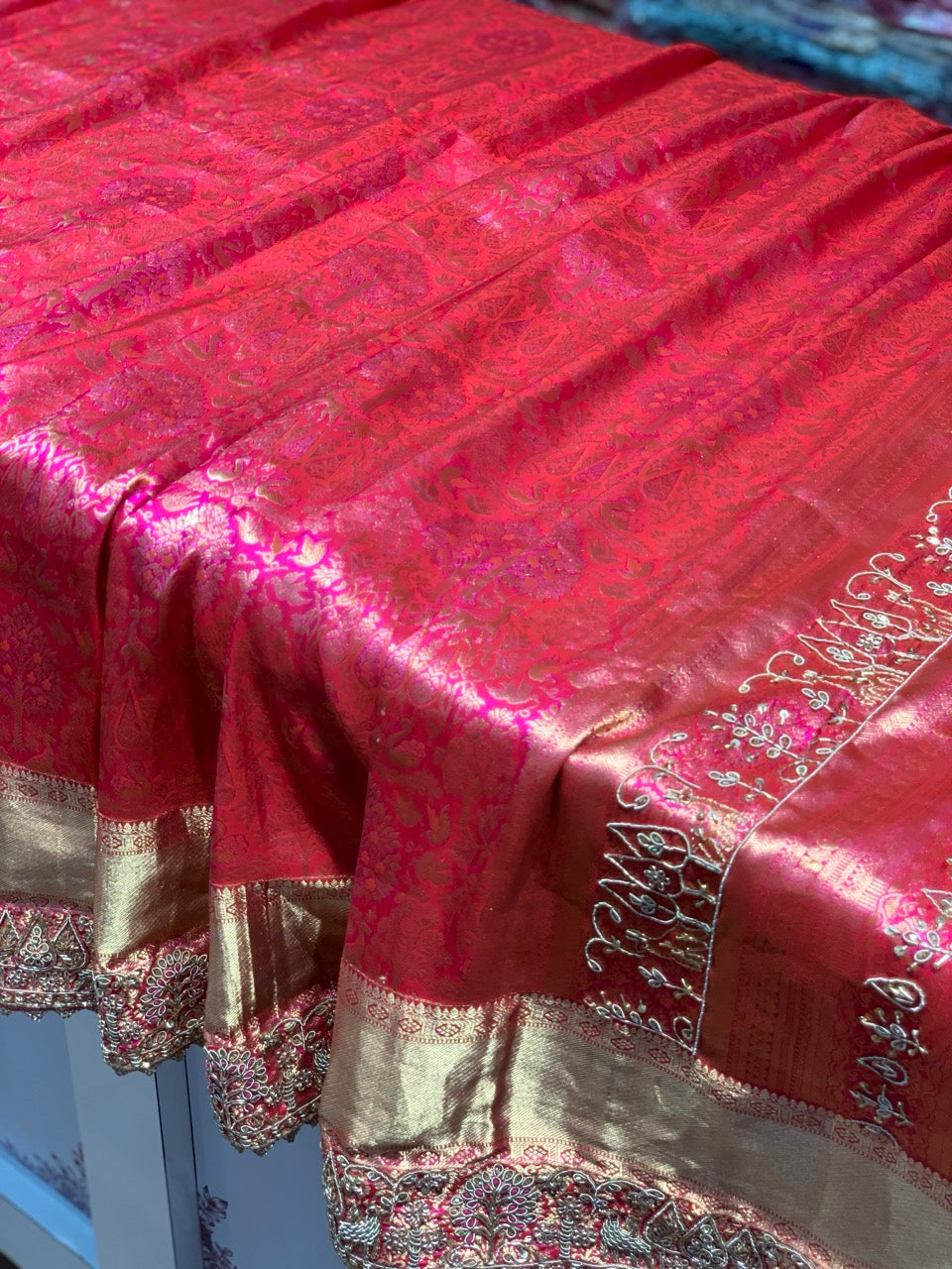 Pink Pure Kanjivaram x Hand Embroidery