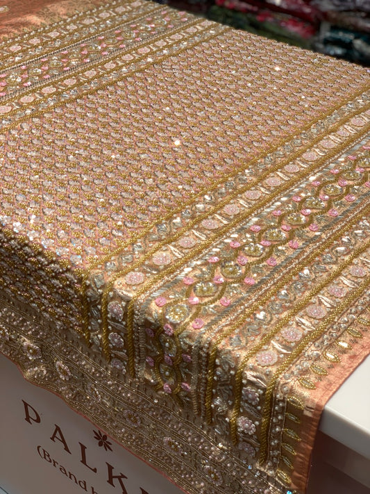 Peach Kanjivaram x Hand Embroidery